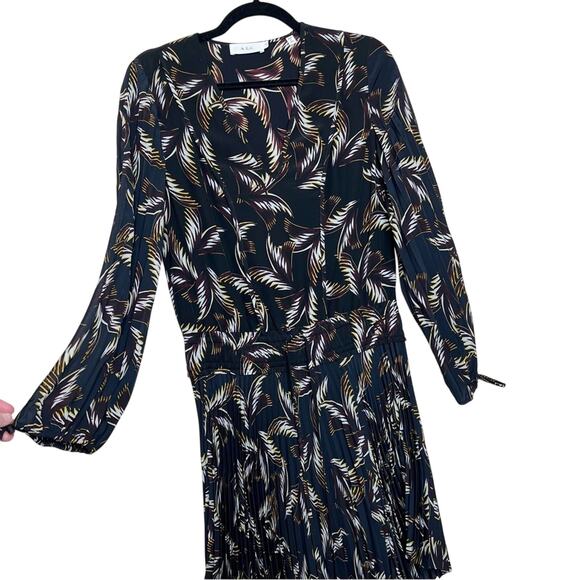 A.L.C. Rory V-Neck Long Sleeve Silk Print Dress Black Size 0 - Picture 6 of 16